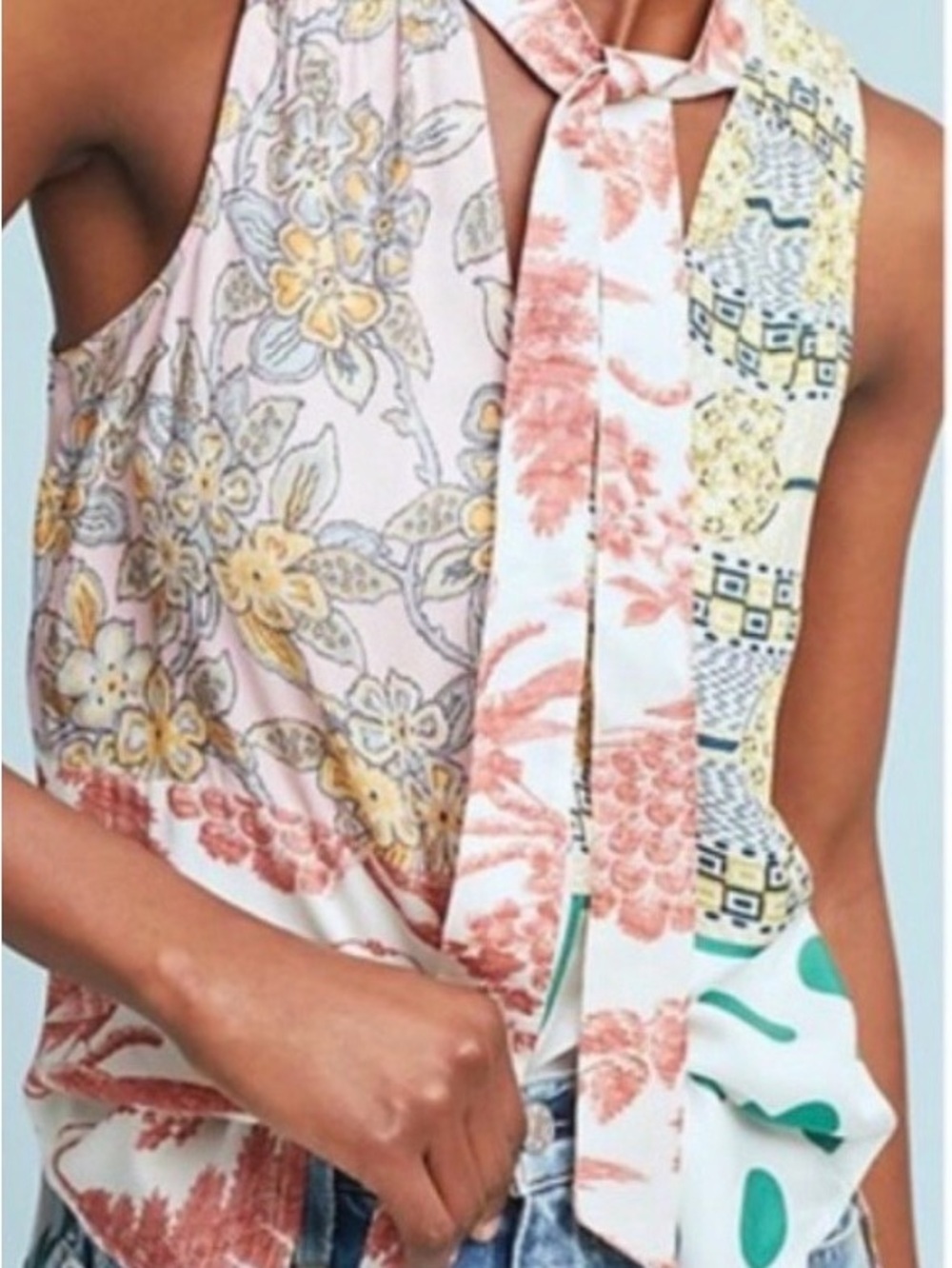 Moulinette Soeurs Mixed Floral & Geometric Tank in Rust and Pink - Picture 9 of 9